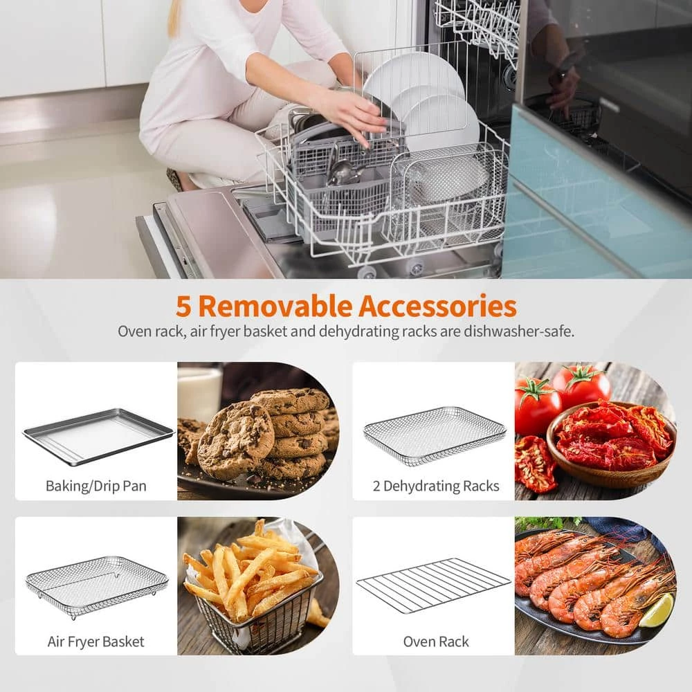 Costway 21 qt. Silver Convection Air Fryer Toaster Oven 8-in-1 w/5 Accessories and Recipe 12 Costway 21 qt. Silver Convection Air Fryer Toaster Oven 8-in-1 w/5 Accessories and Recipe - Image 10