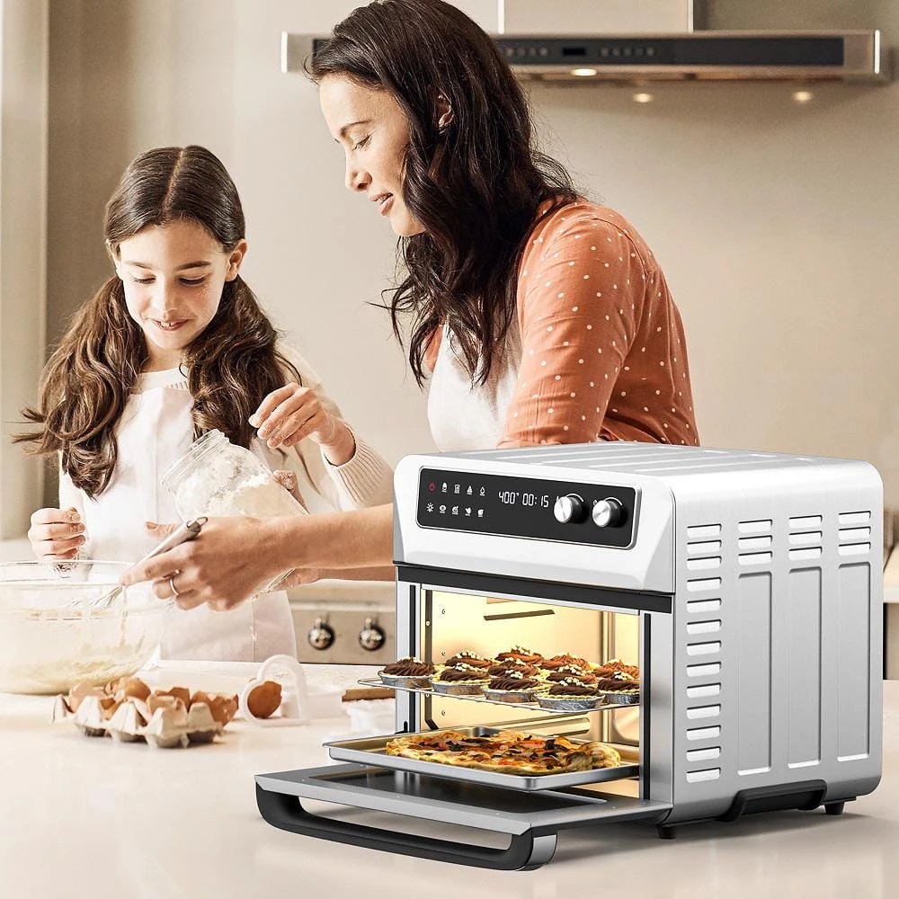 Costway 21 qt. Silver Convection Air Fryer Toaster Oven 8-in-1 w/5 Accessories and Recipe 4 Costway 21 qt. Silver Convection Air Fryer Toaster Oven 8-in-1 w/5 Accessories and Recipe - Image 2