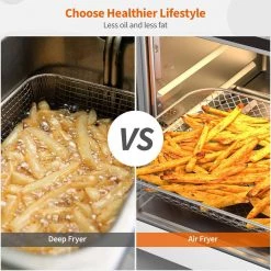 Costway 21 qt. Silver Convection Air Fryer Toaster Oven 8-in-1 w/5 Accessories and Recipe 20 Costway 21 qt. Silver Convection Air Fryer Toaster Oven 8-in-1 w/5 Accessories and Recipe -Air Fryers shop silver costway air fryers es10091us sl fa 1000