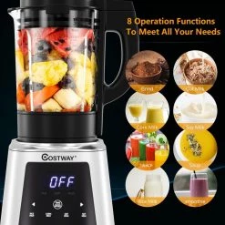 Costway 59 oz. Silver 10-Speed Professional Countertop Blender 15 Costway 59 oz. Silver 10-Speed Professional Countertop Blender -Air Fryers shop silver costway countertop blenders ep24954us fa 1000