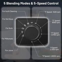 Costway 68 oz. 5-Speed Silver Countertop Smoothie Blender with 5-Presets and 68 oz. Tritan Jar -Air Fryers shop silver costway countertop blenders es10061us sl 1f 1000