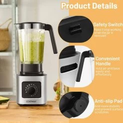 Costway 68 oz. 5-Speed Silver Countertop Smoothie Blender with 5-Presets and 68 oz. Tritan Jar -Air Fryers shop silver costway countertop blenders es10061us sl 44 1000
