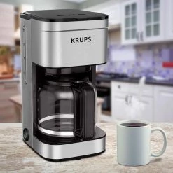 Krups 10-Cup Silver Simply Brew Drip Coffee Maker With Filter -Air Fryers shop silver krups drip coffee makers km203d50 31 1000