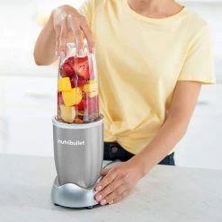 NutriBullet Pro 32 oz. Single Speed Silver Blender with 24 oz. Cup and Lids -Air Fryers shop silver nutribullet countertop blenders nb9 0901s 44 1000