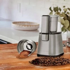 OVENTE 2.1 oz. Silver Multi-Purpose Electric Coffee Grinder Lid-Activated Switch -Air Fryers shop silver ovente coffee grinders cg620s 31 1000