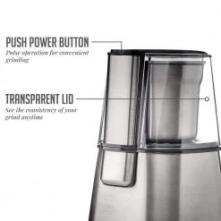 OVENTE 2.1 oz. Silver Multi-Purpose Electric Coffee Grinder Lid-Activated Switch -Air Fryers shop silver ovente coffee grinders cg620s c3 1000