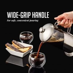 OVENTE 4.25-Cup Glass French Press Coffee and Tea Maker with Heat-Resistant Handles -Air Fryers shop silver ovente french presses fsl34s 44 1000