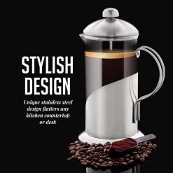 OVENTE 4.25-Cup Glass French Press Coffee and Tea Maker with Heat-Resistant Handles -Air Fryers shop silver ovente french presses fsl34s c3 1000