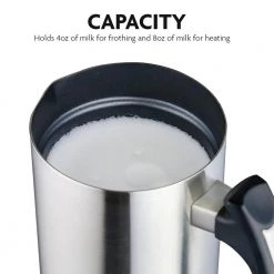 OVENTE 8 oz. Silver Automatic Electric Milk Frother and Steamer Hot or Cold Froth Functionality Foam Maker and Warmer -Air Fryers shop silver ovente milk frothers fr3608br 1f 1000