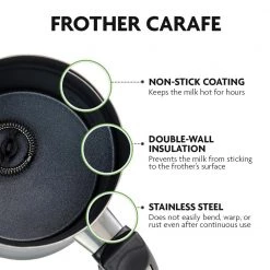 OVENTE 8 oz. Silver Automatic Electric Milk Frother and Steamer Hot or Cold Froth Functionality Foam Maker and Warmer -Air Fryers shop silver ovente milk frothers fr3608br 4f 1000