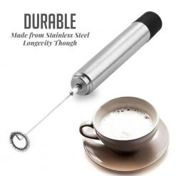 OVENTE Stainless Steel Milk Frother, Coffee Mixer Wand, Silver (FRS1020B) 15 OVENTE Stainless Steel Milk Frother, Coffee Mixer Wand, Silver (FRS1020B) -Air Fryers shop silver ovente milk frothers frs1020b fa 1000