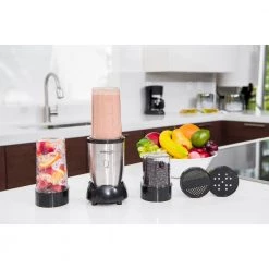 PREMIUM 9-Piece 19 oz. Single Speed Silver Personal Blender Set -Air Fryers shop silver premium countertop blenders pb312 31 1000