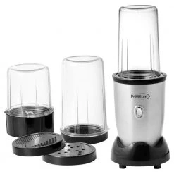 PREMIUM 9-Piece 19 oz. Single Speed Silver Personal Blender Set