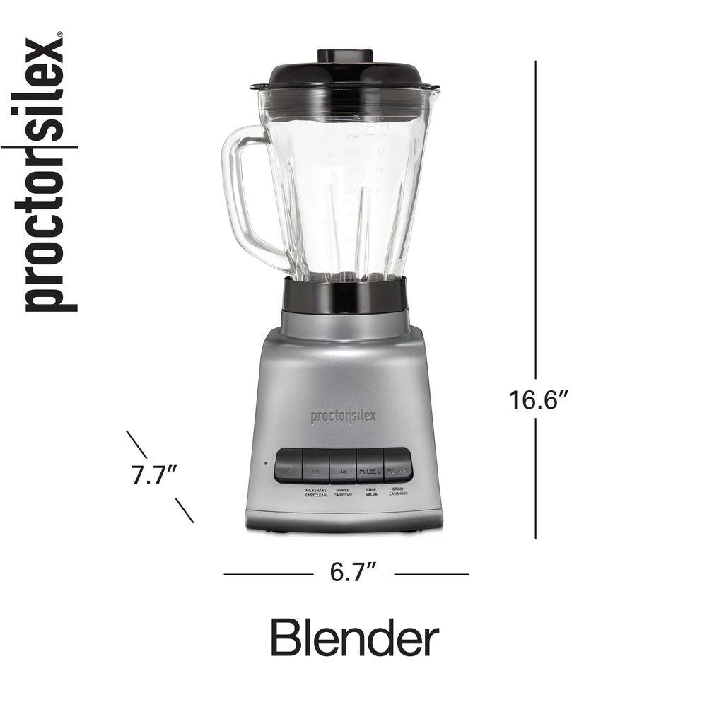 Proctor Silex 52 oz. 4-Speed Silver Countertop Blender 4 Proctor Silex 52 oz. 4-Speed Silver Countertop Blender - Image 2