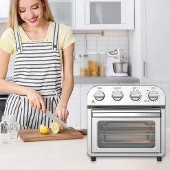 ROOMTEC 14 qt. Stainless Steel Air Fryer with Rotisserie -Air Fryers shop silver roomtec air fryers gto10a 44 1000