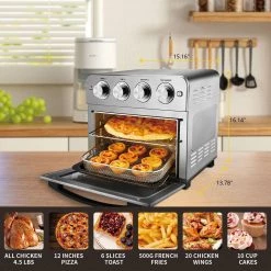 ROOMTEC 24.5 qt. Stainless Steel Silver Air Fryer with Toaster 11 ROOMTEC 24.5 qt. Stainless Steel Silver Air Fryer with Toaster -Air Fryers shop silver roomtec air fryers gto23 1f 1000
