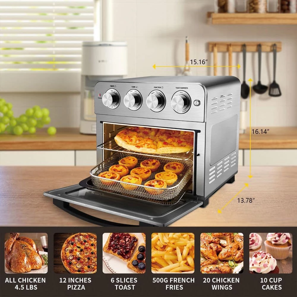 ROOMTEC 24.5 qt. Stainless Steel Silver Air Fryer with Toaster 6 ROOMTEC 24.5 qt. Stainless Steel Silver Air Fryer with Toaster - Image 4