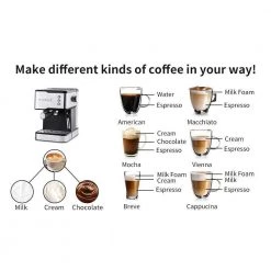 Unbranded 1- Cup 20 Bar Silver Stainless Steel Espresso Machine and Cappuccino Machine With Removable Foam Spout 14 Unbranded 1- Cup 20 Bar Silver Stainless Steel Espresso Machine and Cappuccino Machine With Removable Foam Spout -Air Fryers shop silver unbranded espresso machines gm h 804 66 1000