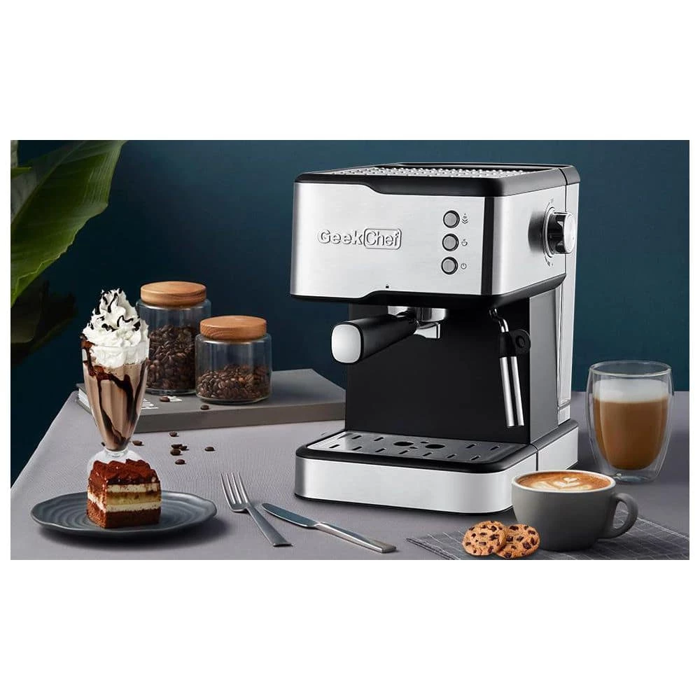 Unbranded 1- Cup 20 Bar Silver Stainless Steel Espresso Machine and Cappuccino Machine With Removable Foam Spout 4 Unbranded 1- Cup 20 Bar Silver Stainless Steel Espresso Machine and Cappuccino Machine With Removable Foam Spout - Image 2