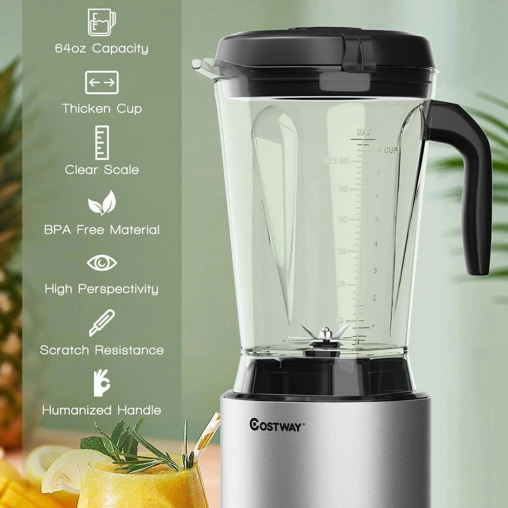 Costway 64 oz. Sliver 10-Speed Countertop Blender 8 Costway 64 oz. Sliver 10-Speed Countertop Blender - Image 6
