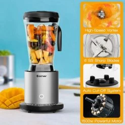 Costway 64 oz. Sliver 10-Speed Countertop Blender 18 Costway 64 oz. Sliver 10-Speed Countertop Blender -Air Fryers shop sliver costway countertop blenders ep24952us fa 1000