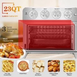 Edendirect 24.5 qt. Stainless Steel Air Fryer, 6-Slice Air Fryer Toaster Oven Combo, Roast, Bake, Reheat, Fry Oil-Free, ETL Listed 14 Edendirect 24.5 qt. Stainless Steel Air Fryer, 6-Slice Air Fryer Toaster Oven Combo, Roast, Bake, Reheat, Fry Oil-Free, ETL Listed -Air Fryers shop stainless steel air fryers gbk ra22091502 1f 1000