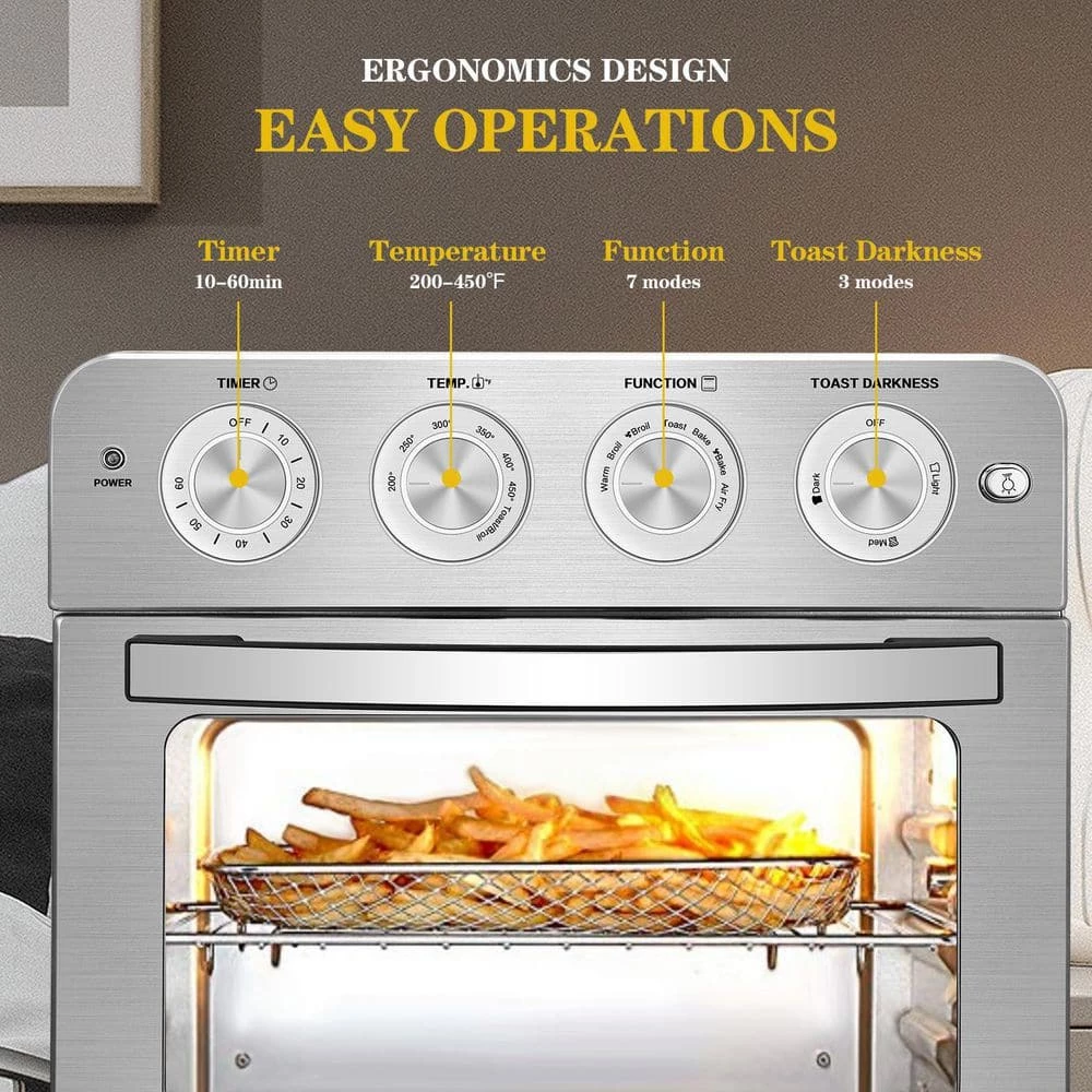 Edendirect 24.5 qt. Stainless Steel Air Fryer, 6-Slice Air Fryer Toaster Oven Combo, Roast, Bake, Reheat, Fry Oil-Free, ETL Listed 5 Edendirect 24.5 qt. Stainless Steel Air Fryer, 6-Slice Air Fryer Toaster Oven Combo, Roast, Bake, Reheat, Fry Oil-Free, ETL Listed - Image 3