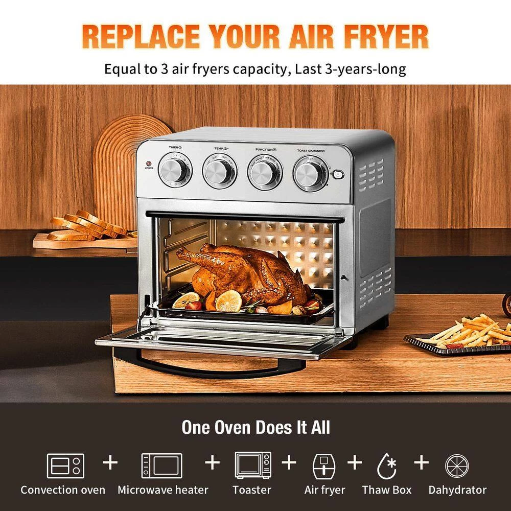 Edendirect 24.5 qt. Stainless Steel Air Fryer, 6-Slice Air Fryer Toaster Oven Combo, Roast, Bake, Reheat, Fry Oil-Free, ETL Listed 9 Edendirect 24.5 qt. Stainless Steel Air Fryer, 6-Slice Air Fryer Toaster Oven Combo, Roast, Bake, Reheat, Fry Oil-Free, ETL Listed - Image 7