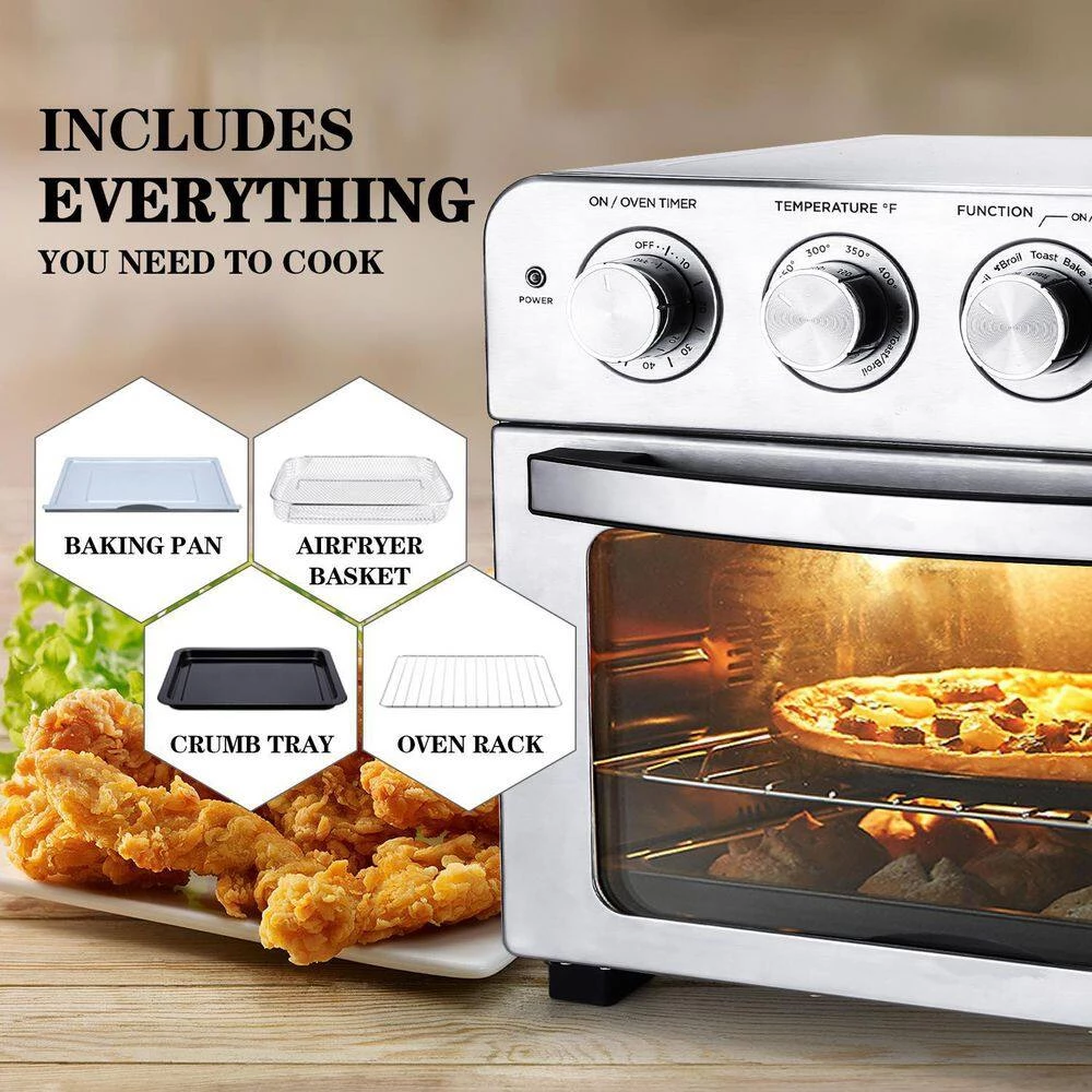 Edendirect 24.5 qt. Stainless Steel Air Fryer, 6-Slice Air Fryer Toaster Oven Combo, Roast, Bake, Reheat, Fry Oil-Free, ETL Listed 8 Edendirect 24.5 qt. Stainless Steel Air Fryer, 6-Slice Air Fryer Toaster Oven Combo, Roast, Bake, Reheat, Fry Oil-Free, ETL Listed - Image 6