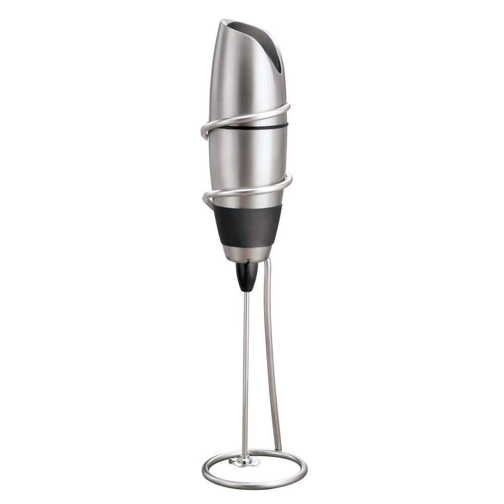 BonJour Battery-Powered Black Stainless Steel Milk Frother with Chrome Stand 3 BonJour Battery-Powered Black Stainless Steel Milk Frother with Chrome Stand
