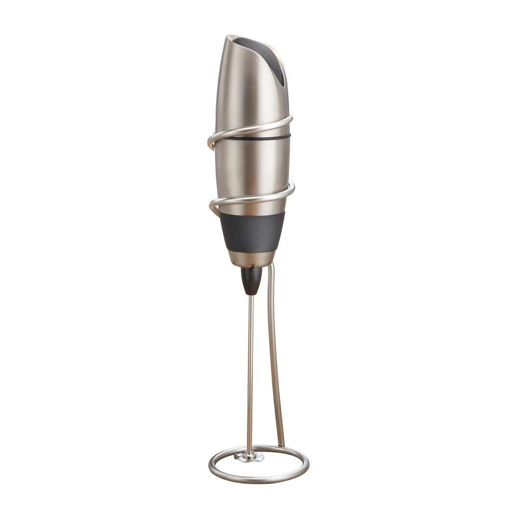 BonJour Battery-Powered Black Stainless Steel Milk Frother with Chrome Stand 5 BonJour Battery-Powered Black Stainless Steel Milk Frother with Chrome Stand - Image 3