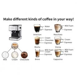 Boyel Living 2 Cup Stainless Steel Espresso Machine Coffee Maker with Milk Frother Steam Wand and 1.5L Water Tank for Home Barista 18 Boyel Living 2 Cup Stainless Steel Espresso Machine Coffee Maker with Milk Frother Steam Wand and 1.5L Water Tank for Home Barista -Air Fryers shop stainless steel boyel living espresso machines bl gcf20c 1d 1000