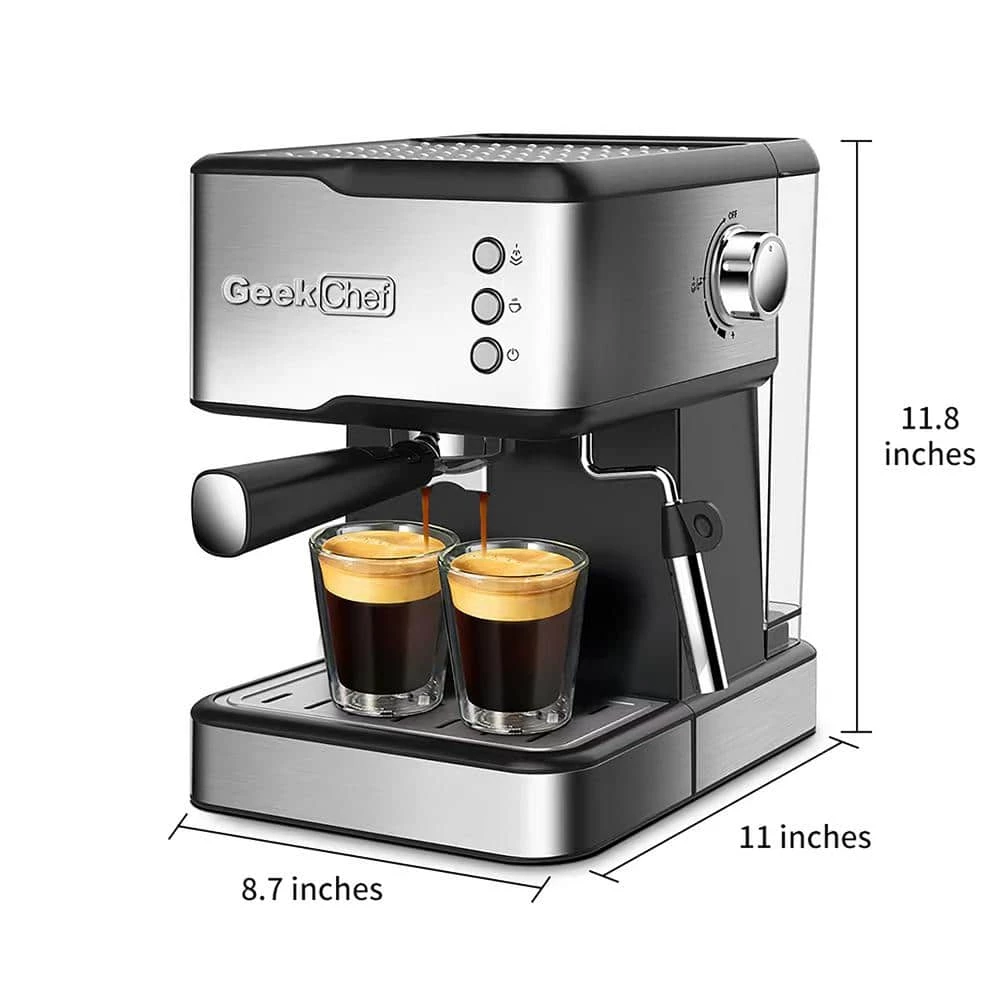 Boyel Living 2 Cup Stainless Steel Espresso Machine Coffee Maker with Milk Frother Steam Wand and 1.5L Water Tank for Home Barista 5 Boyel Living 2 Cup Stainless Steel Espresso Machine Coffee Maker with Milk Frother Steam Wand and 1.5L Water Tank for Home Barista - Image 3