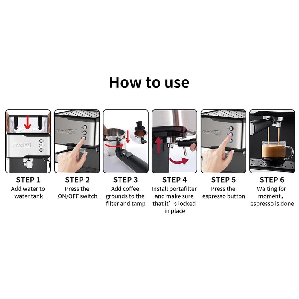 Boyel Living 2 Cup Stainless Steel Espresso Machine Coffee Maker with Milk Frother Steam Wand and 1.5L Water Tank for Home Barista 7 Boyel Living 2 Cup Stainless Steel Espresso Machine Coffee Maker with Milk Frother Steam Wand and 1.5L Water Tank for Home Barista - Image 5
