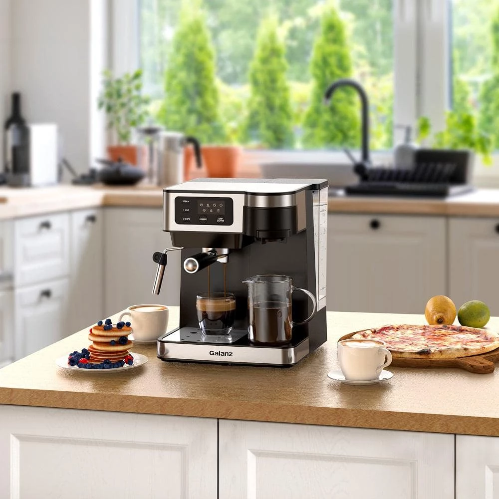 Galanz 2- Cup Stainless Steel Espresso Machine with Steam Wand and Drip Coffee Machine 4 Galanz 2- Cup Stainless Steel Espresso Machine with Steam Wand and Drip Coffee Machine - Image 2