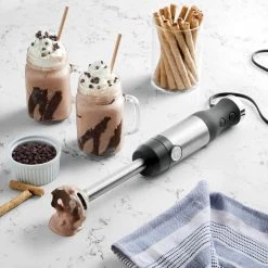 GE 2-Speed Stainless Steel Immersion Hand Blender with Whisk, Blending, and Chopping Jar Attachments 30 GE 2-Speed Stainless Steel Immersion Hand Blender with Whisk, Blending, and Chopping Jar Attachments -Air Fryers shop stainless steel ge immersion blenders g8h1aasspss d4 1000