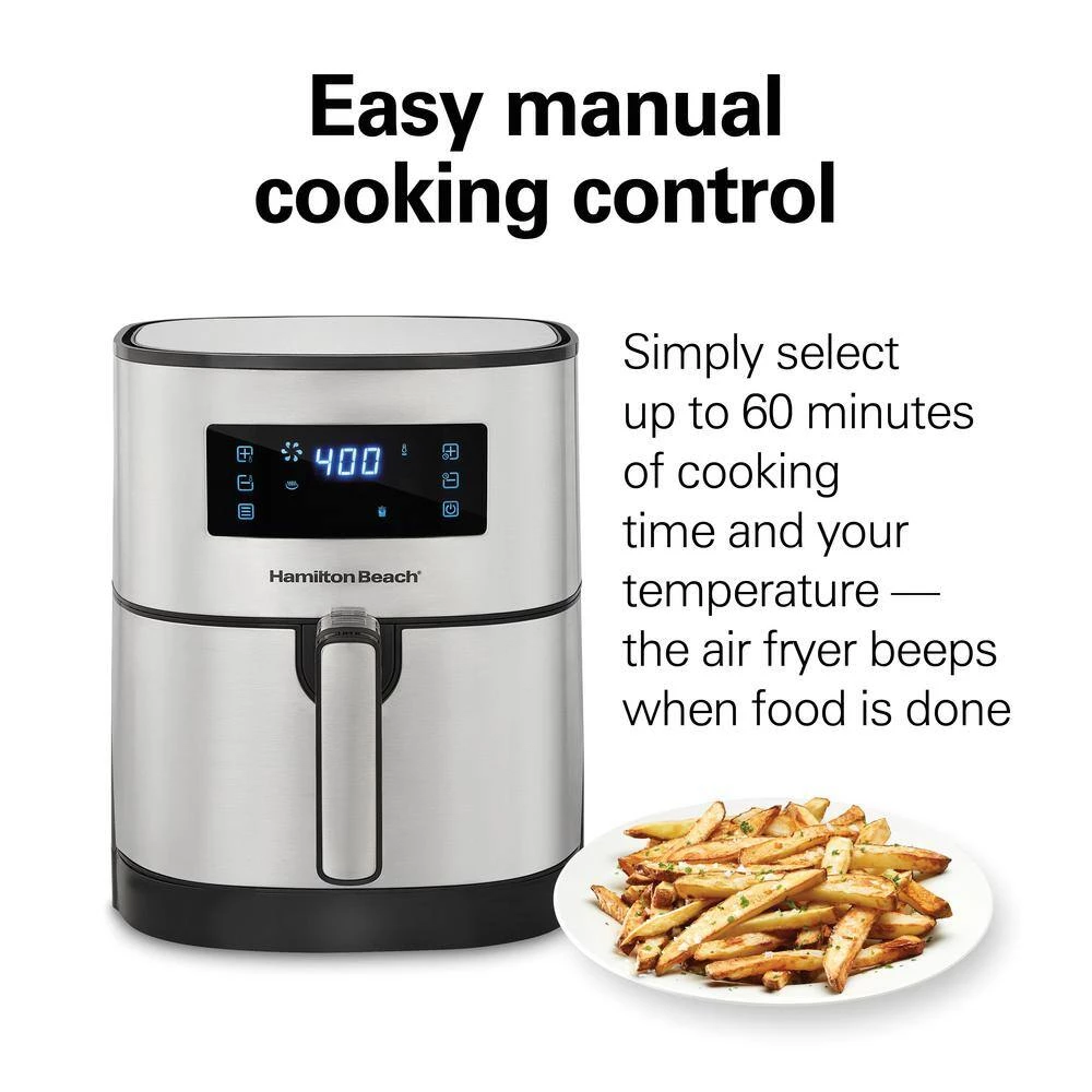 Hamilton Beach 5 Qt. Stainless Steel Digital Air Fryer with Nonstick Basket 8 Hamilton Beach 5 Qt. Stainless Steel Digital Air Fryer with Nonstick Basket - Image 6