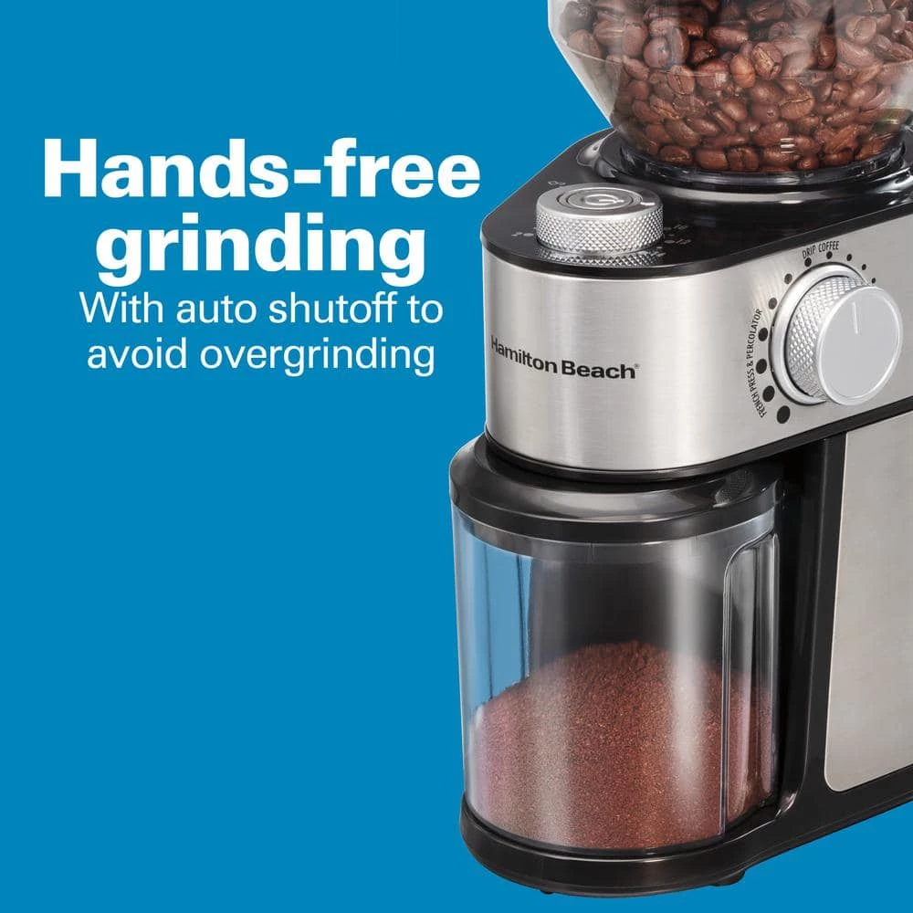 Hamilton Beach 16 oz Stainless Steel Burr Coffee Grinder 4 Hamilton Beach 16 oz Stainless Steel Burr Coffee Grinder - Image 2