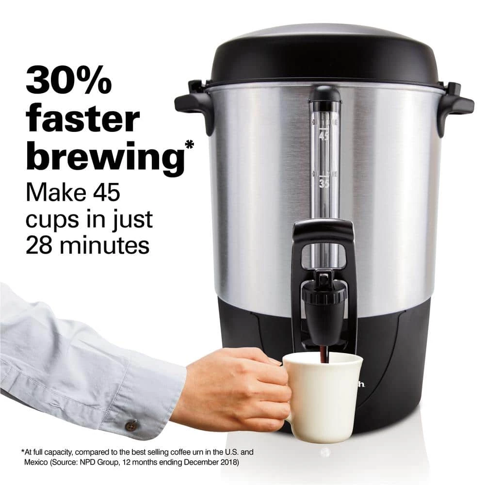 Hamilton Beach 45-Cup Fast Brew Stainless Steel with 1-Hand Dispensing Coffee Urn 4 Hamilton Beach 45-Cup Fast Brew Stainless Steel with 1-Hand Dispensing Coffee Urn - Image 2
