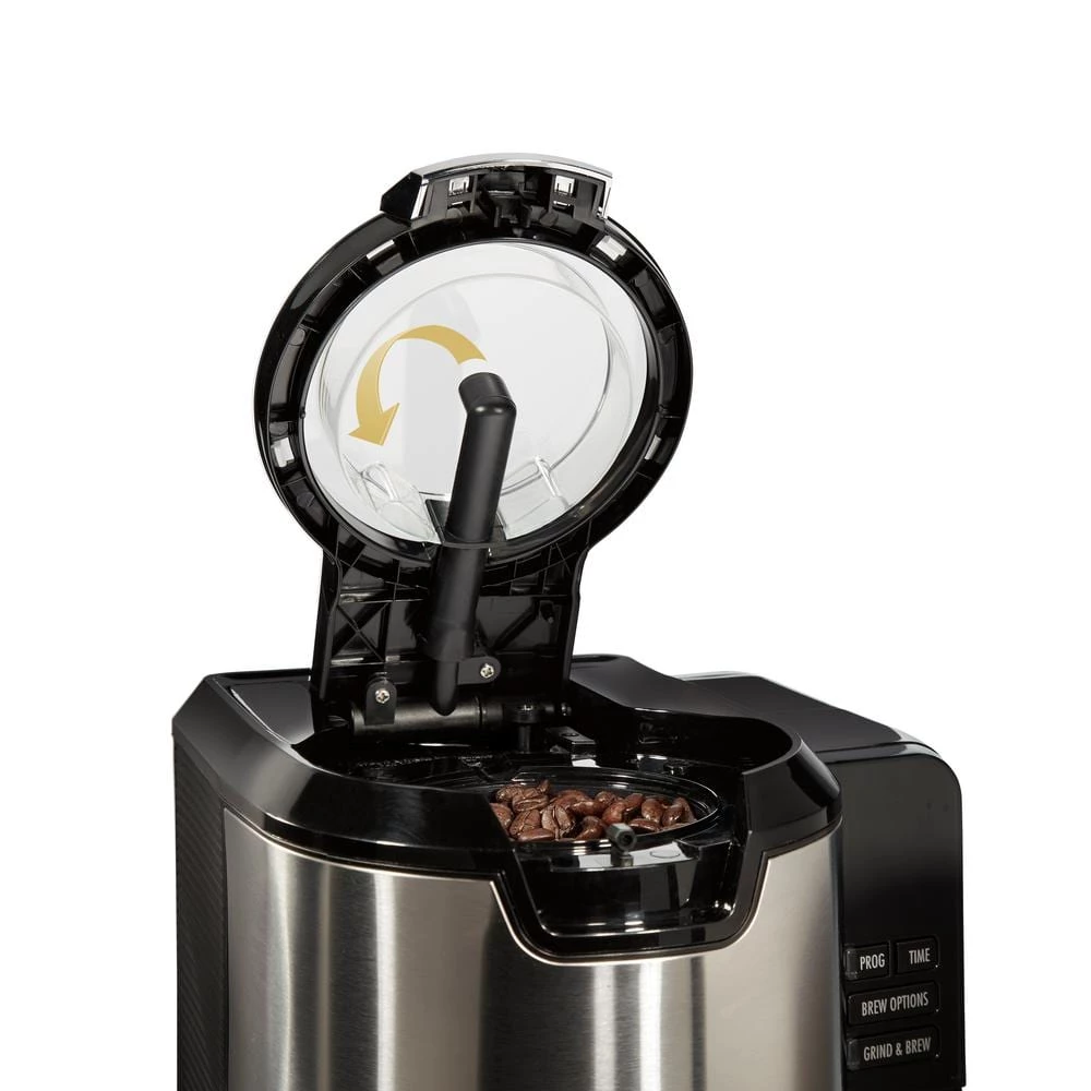 Hamilton Beach 10-Cup Black and Stainless Steel Drip Coffee Maker with Auto-Rising Coffee Grinder 4 Hamilton Beach 10-Cup Black and Stainless Steel Drip Coffee Maker with Auto-Rising Coffee Grinder - Image 2