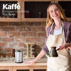 Kaffe Electric Coffee Grinder - Stainless Steel - 3 oz. Capacity with Easy On/Off Button Cleaning Brush Included -Air Fryers shop stainless steel kaffe coffee grinders kf2020 44 1000