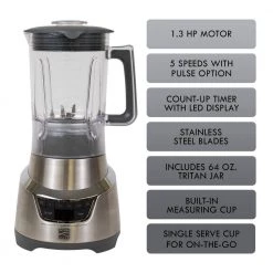 KENMORE Elite 64 oz. 5-Speed Stainless Steel Blender with 20 oz. Single-Serve Blending Cup -Air Fryers shop stainless steel kenmore countertop blenders kkeb1 3hss 1f 1000