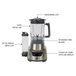KENMORE Elite 64 oz. 5-Speed Stainless Steel Blender with 20 oz. Single-Serve Blending Cup -Air Fryers shop stainless steel kenmore countertop blenders kkeb1 3hss fa 1000