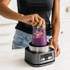 NINJA Foodi Smoothie Bowl Maker, 24 oz. Blender 2 Speeds Stainless Steel Auto iQ (SS100) -Air Fryers shop stainless steel ninja countertop blenders ss100 66 1000