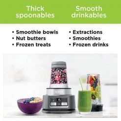 NINJA Foodi Smoothie Bowl Maker, 24 oz. Blender 2 Speeds Stainless Steel Auto iQ (SS100) -Air Fryers shop stainless steel ninja countertop blenders ss100 77 1000