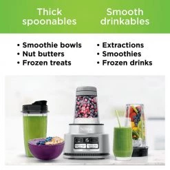 NINJA Foodi 24 oz. 4-Speed Auto-iQ Stainless Steel Smoothie Bowl Maker and Nutrient Extractor Blender 1200WP -Air Fryers shop stainless steel ninja countertop blenders ss101 a0 1000