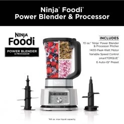 NINJA Foodi Power 3-in-1 Blender & Food Processor, 6 Auto-iQ Presets (SS201) -Air Fryers shop stainless steel ninja countertop blenders ss201 4f 1000