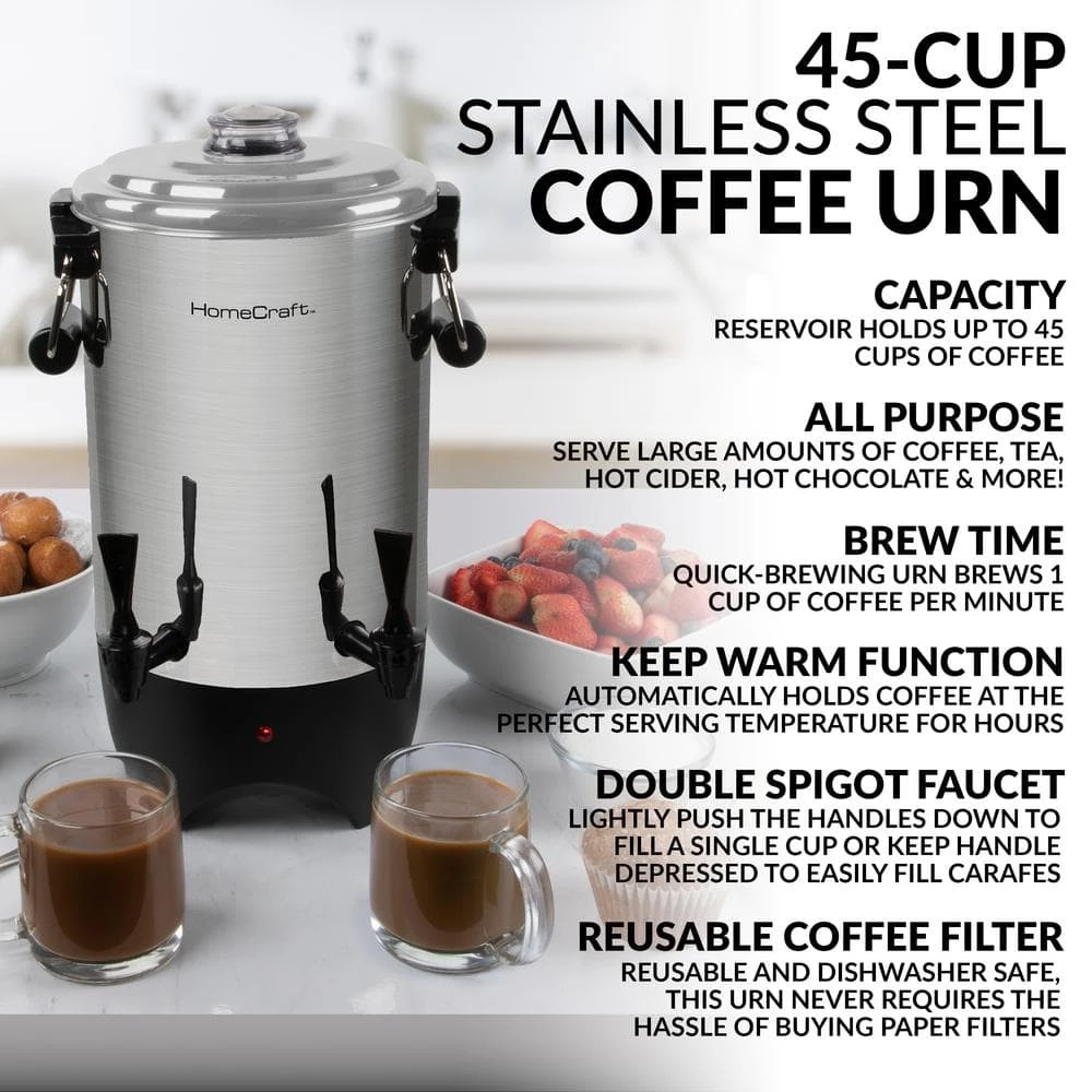 Nostalgia 45-Cup Stainless Steel Quick Brewing Coffee Urn 4 Nostalgia 45-Cup Stainless Steel Quick Brewing Coffee Urn - Image 2