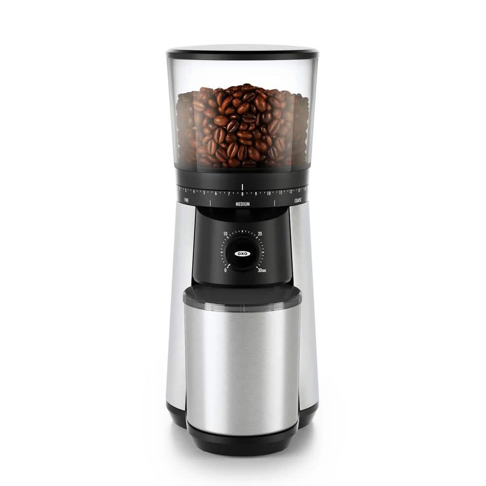OXO 16 oz. Stainless Steel Conical Coffee Grinder with Adjustable Settings 4 OXO 16 oz. Stainless Steel Conical Coffee Grinder with Adjustable Settings - Image 2