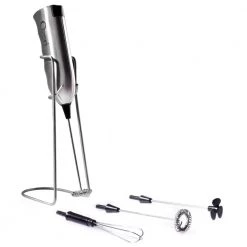 Ozeri Deluxe Stainless Steel Handheld Milk Frother with Stand and 4 Attachments